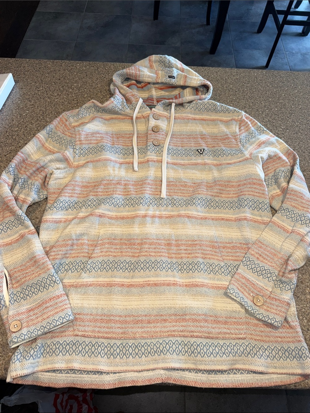 Vissla Aztec print hoodie button up